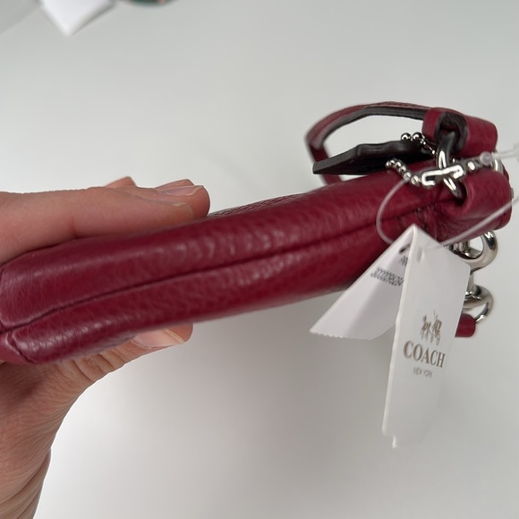 Coach pebbled leather medium wristlet crimson nwt prk lth F51683 NEW - Picture 9 of 15